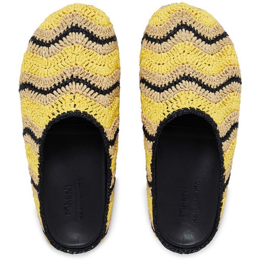 Marni Men's Fussbet Sabot Raffia Clogs Brand New